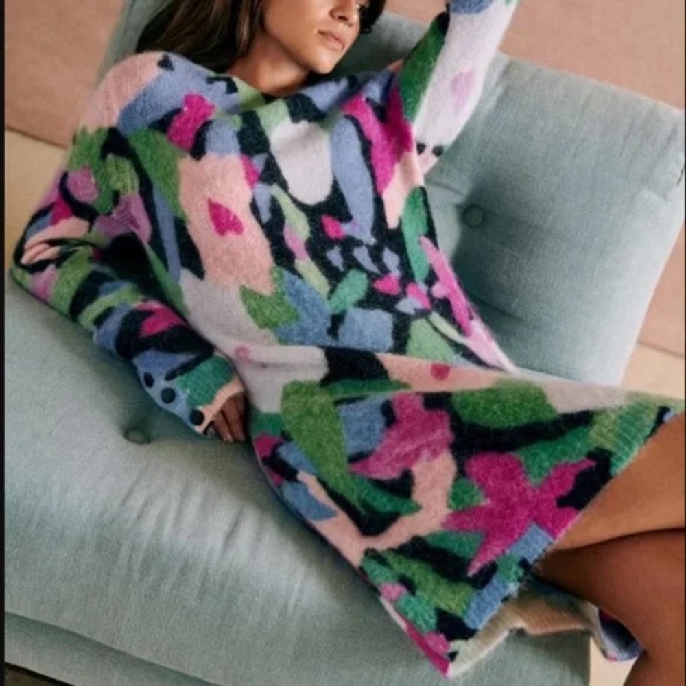 Colorful Abstract Knit Dress